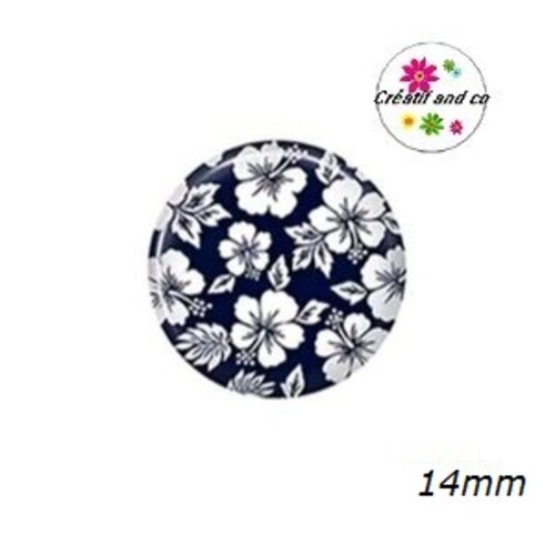 X2 cabochons fleuris 14mm