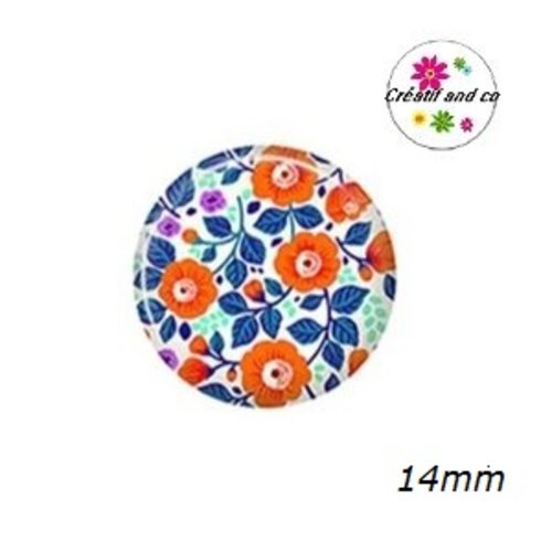 X2 cabochons fleuris 14mm