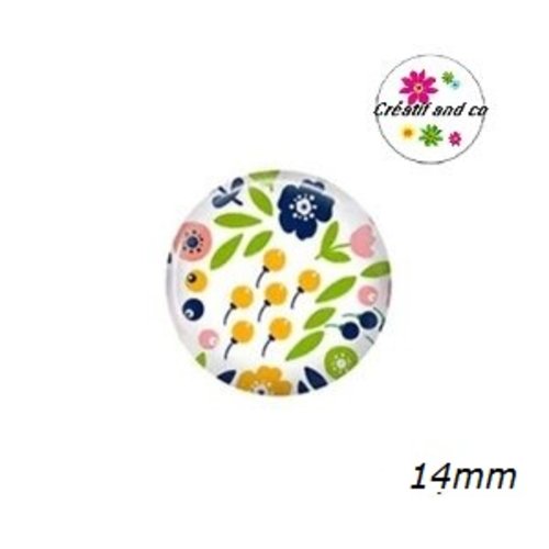 X2 cabochons fleuris 14mm