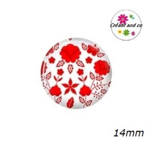X2 cabochons fleuris 14mm