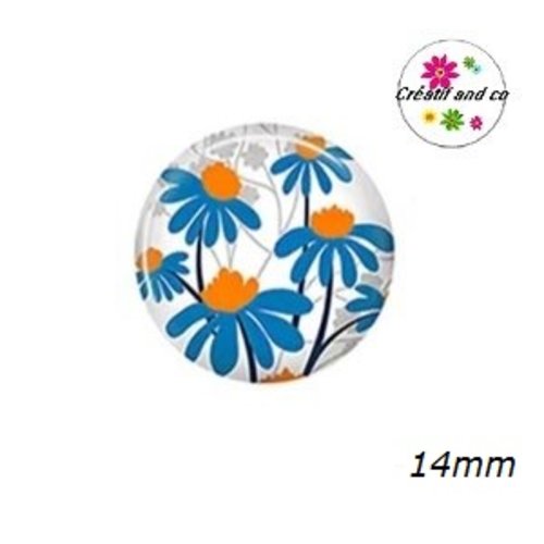 X2 cabochons fleuris 14mm