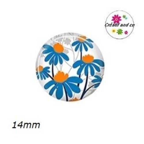 X2 cabochons fleuris 14mm