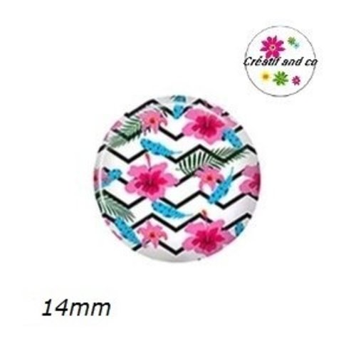 X2 cabochons fleuris 14mm