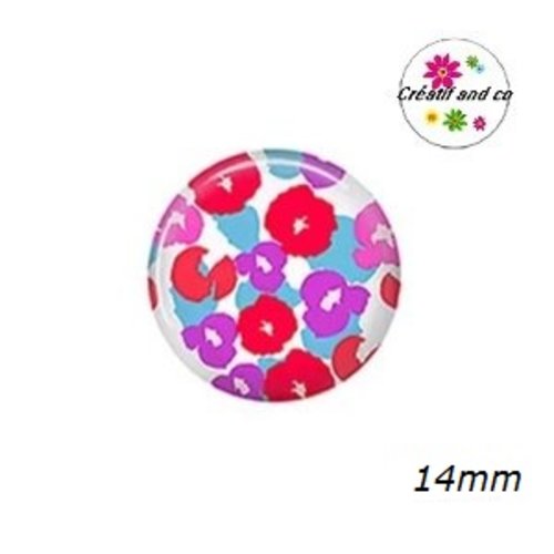 X2 cabochons fleuris 14mm