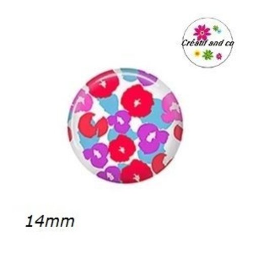 X2 cabochons fleuris 14mm