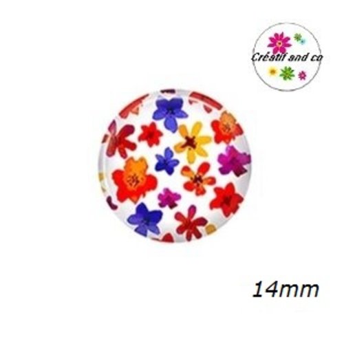 X2 cabochons fleuris 14mm