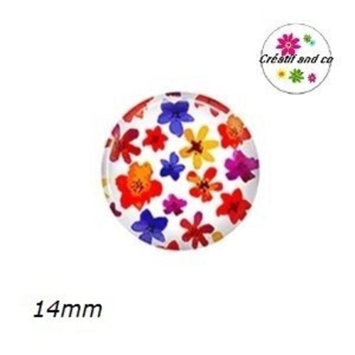 X2 cabochons fleuris 14mm