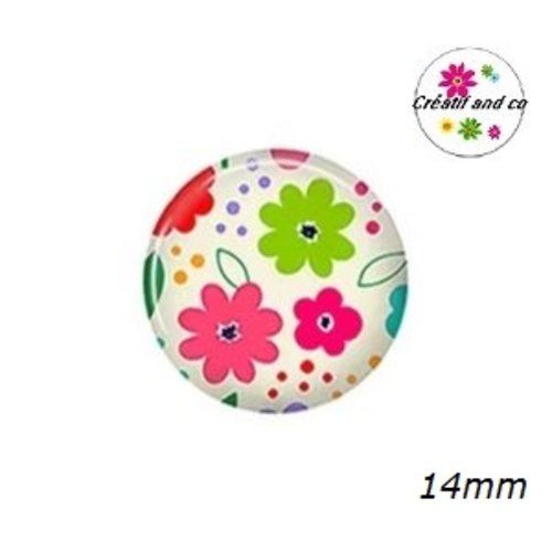 X2 cabochons fleuris 14mm
