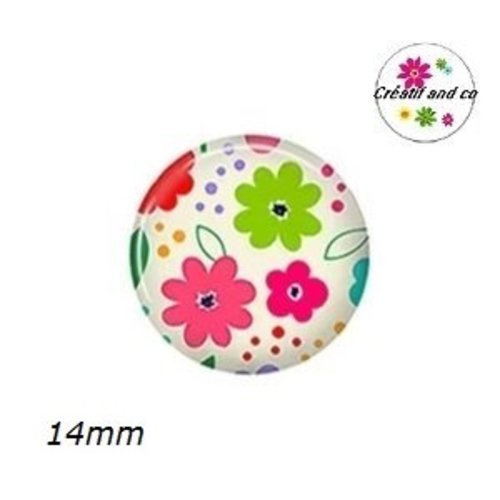 X2 cabochons fleuris 14mm