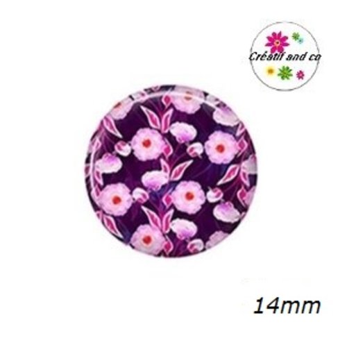X2 cabochons fleuris 14mm