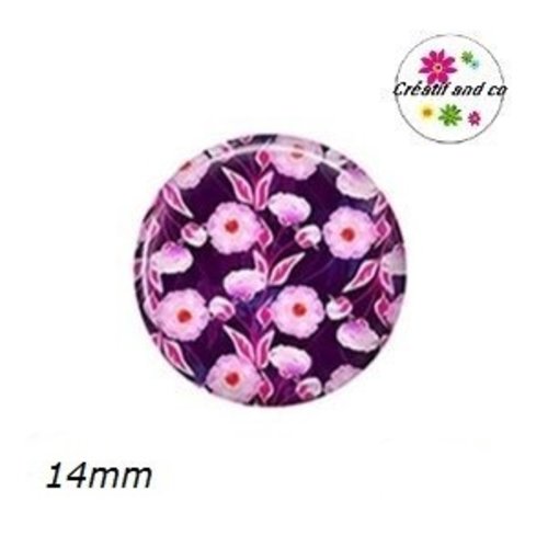 X2 cabochons fleuris 14mm