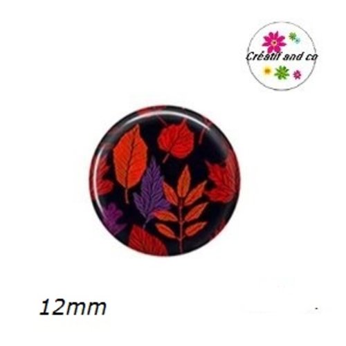 X2 cabochons feuilles 12mm
