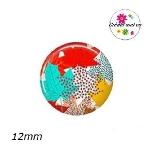 X2 cabochons feuilles 12mm