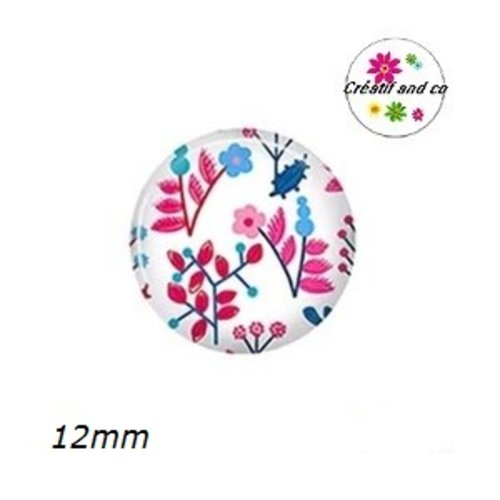 X2 cabochons fleuris 12mm