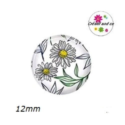 X2 cabochons fleuris 12mm