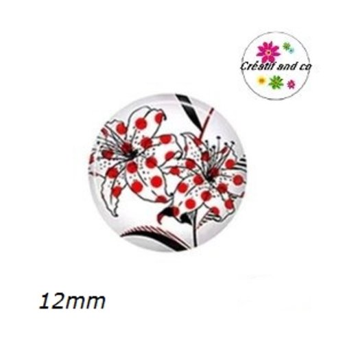 X2 cabochons fleuris 12mm