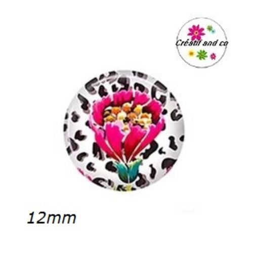X2 cabochons fleuris 12mm