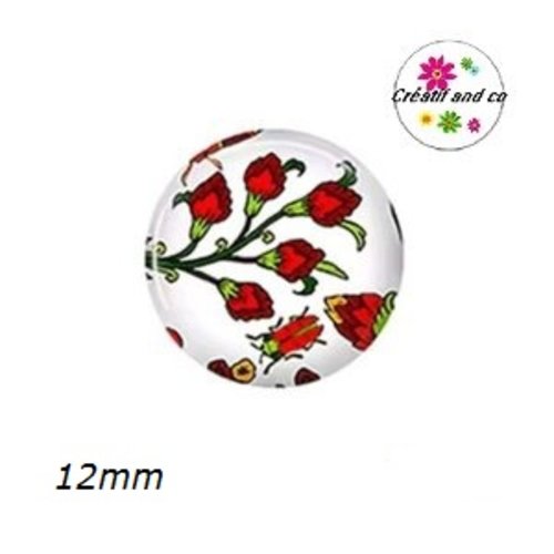 X2 cabochons fleuris 12mm