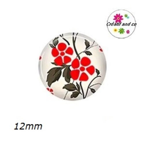 X2 cabochons fleuris 12mm