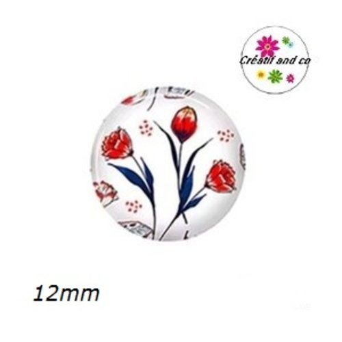 X2 cabochons fleuris 12mm