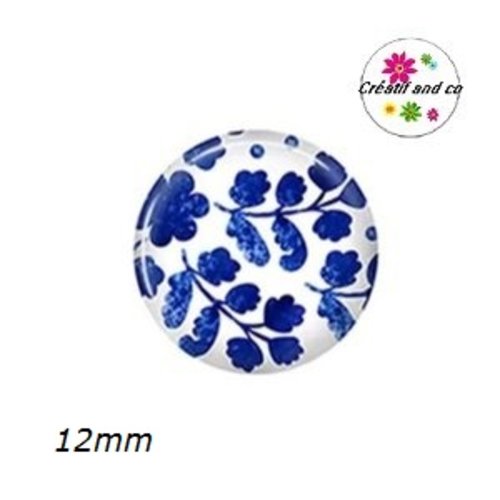 X2 cabochons fleuris 12mm