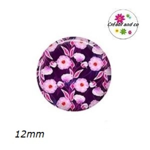X2 cabochons fleuris 12mm