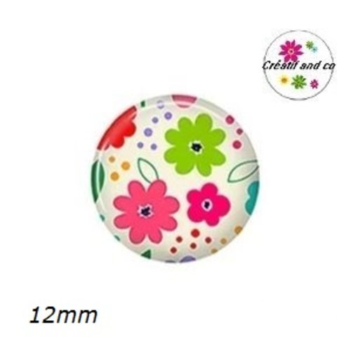 X2 cabochons fleuris 12mm