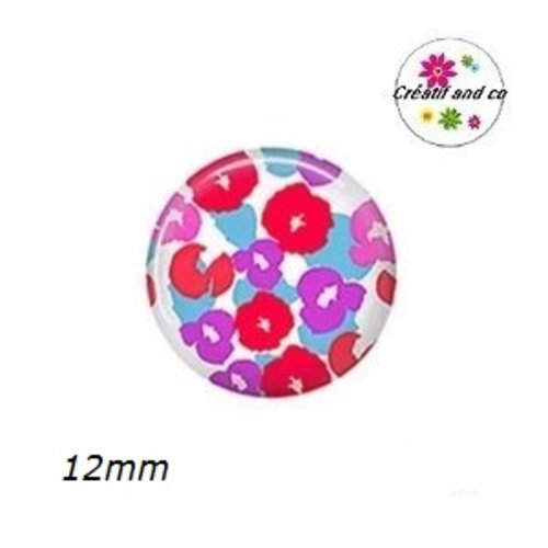 X2 cabochons fleuris 12mm