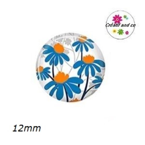 X2 cabochons fleuris 12mm