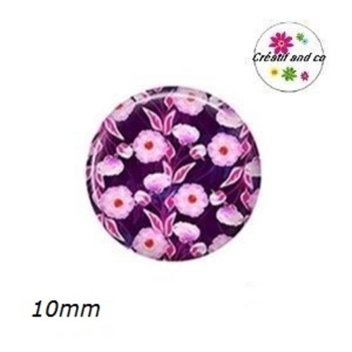 X2 cabochons fleuris 10mm