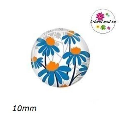 X2 cabochons fleuris 10mm