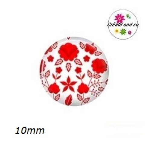 X2 cabochons fleuris 10mm