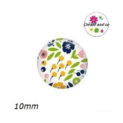 X2 cabochons fleuris 10mm