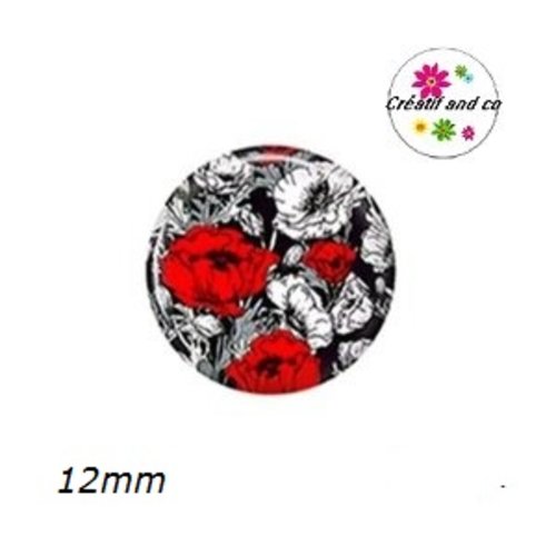 X2 cabochons fleuris 12mm