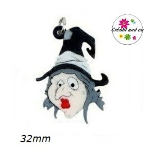 Breloque tête de sorcière 32mm