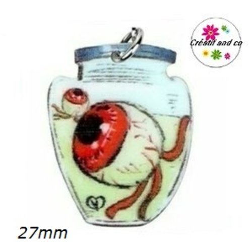 Breloque globe oculaire dans bocal  27mm
