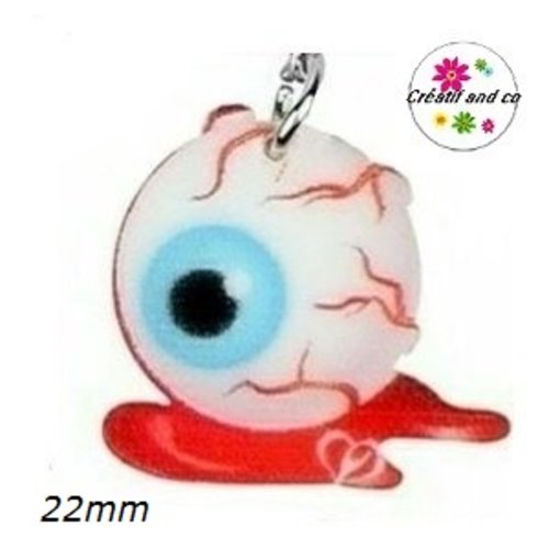 Breloque globe oculaire 22mm