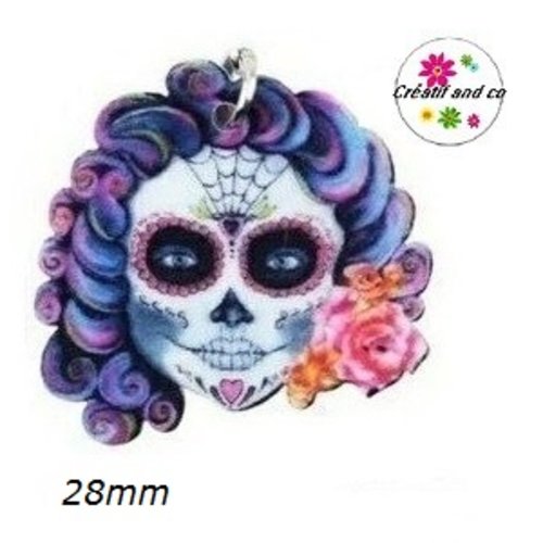 Breloque tête de mort femme 28mm