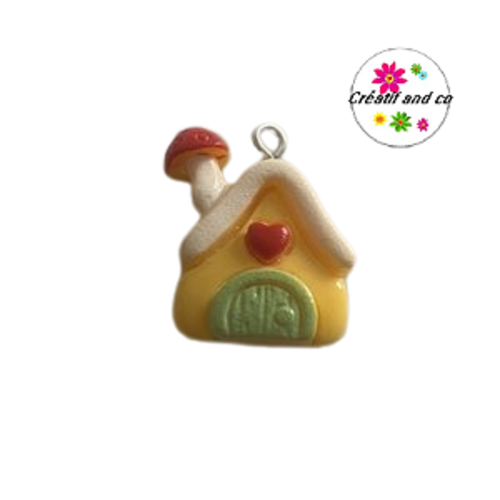 Breloque chalet champignon de noël vernis résine