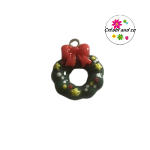 Breloque couronne de noël vernis résine
