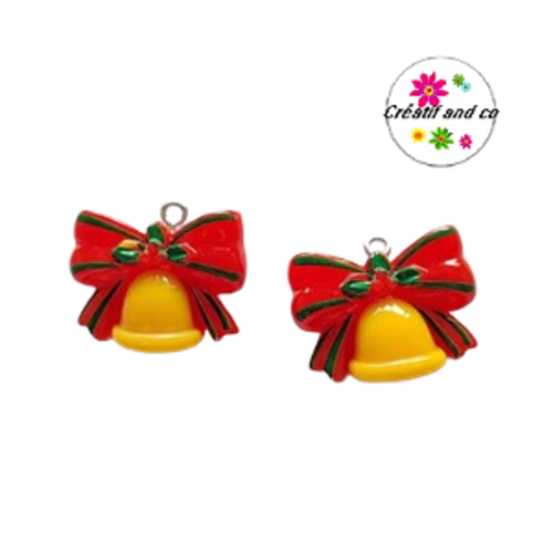 Breloque cloche de noël vernis résine