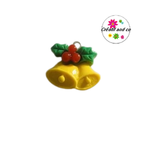 Breloque cloche de noël vernis résine