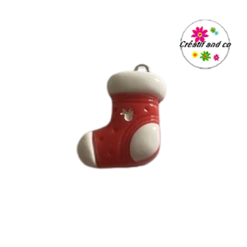 Breloque chaussette de noël vernis  résine