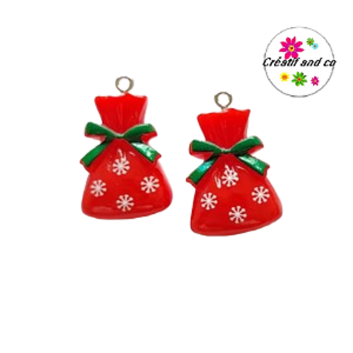 Breloque sac de noël vernis résine