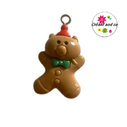 Breloque ourson de noël vernis résine