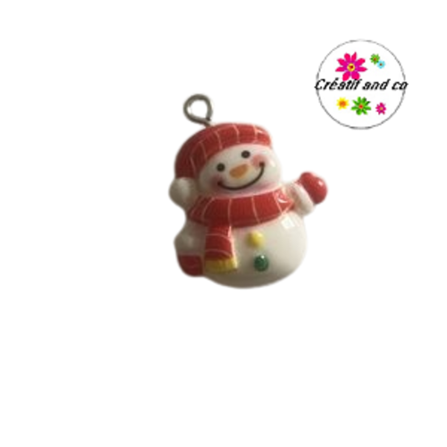 Breloque bonhomme de neige vernis résine