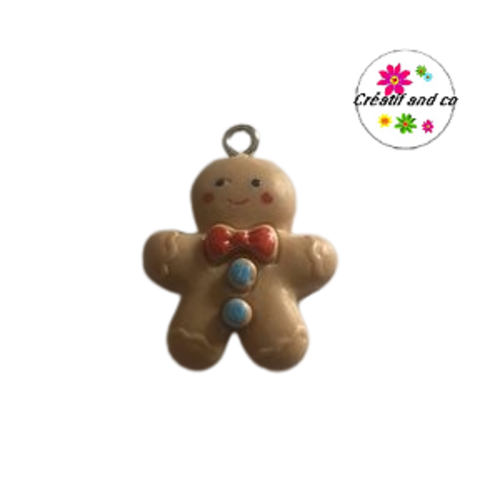 Breloque mr pain d'épice de noël résine