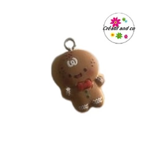 Breloque petit mr pain d'épice de noël résine