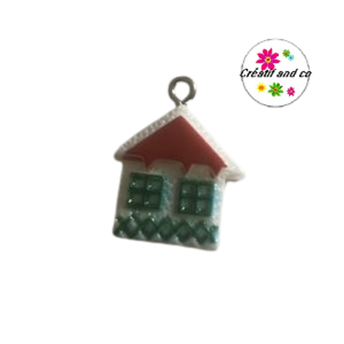 Breloque chalet de noël vernis résine