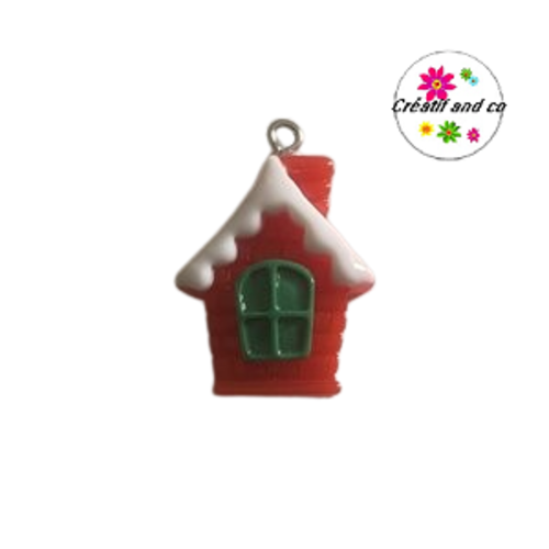 Breloque chalet de noël vernis résine